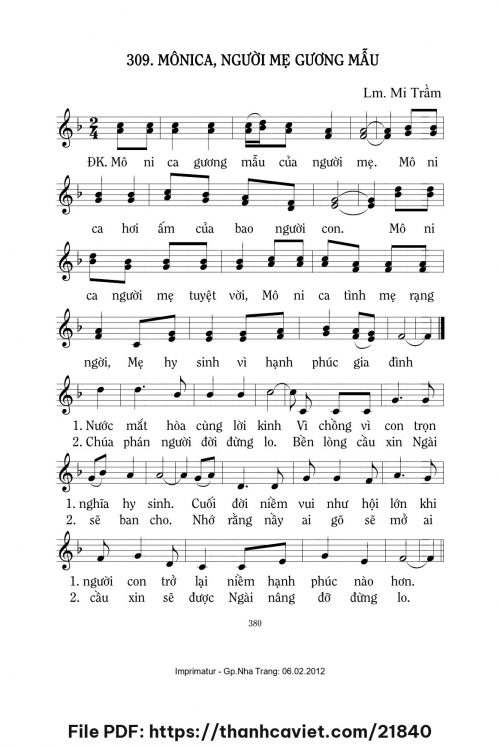 Monica người mẹ gương mẫu - Lm. Mi Trầm - trang 1