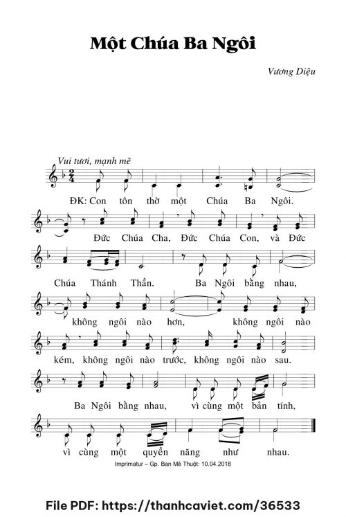 Một Chúa Ba Ngôi - Lm. Vương Diệu - trang 1