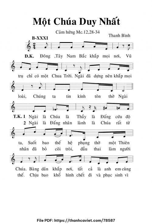Một Chúa duy nhất - Lm. Thanh Bình - trang 1