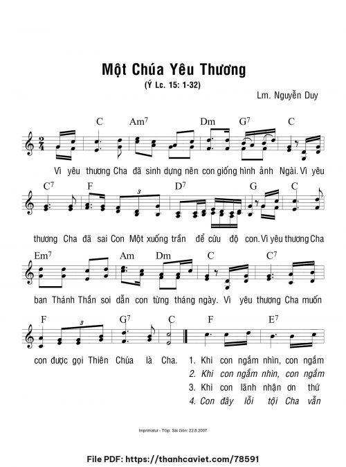 Một Chúa yêu thương - Lm. Nguyễn Duy - trang 1