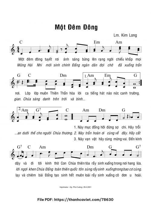 Một đêm đông - Lm. Kim Long - trang 1
