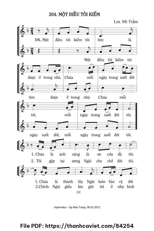 Một điều tôi kiếm - Lm. Mi Trầm - trang 1