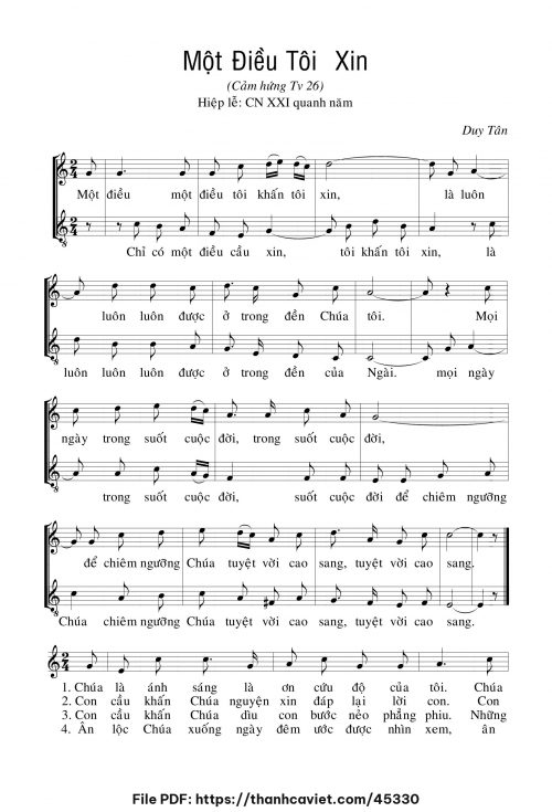 Một điều tôi xin - Duy Tân - trang 1
