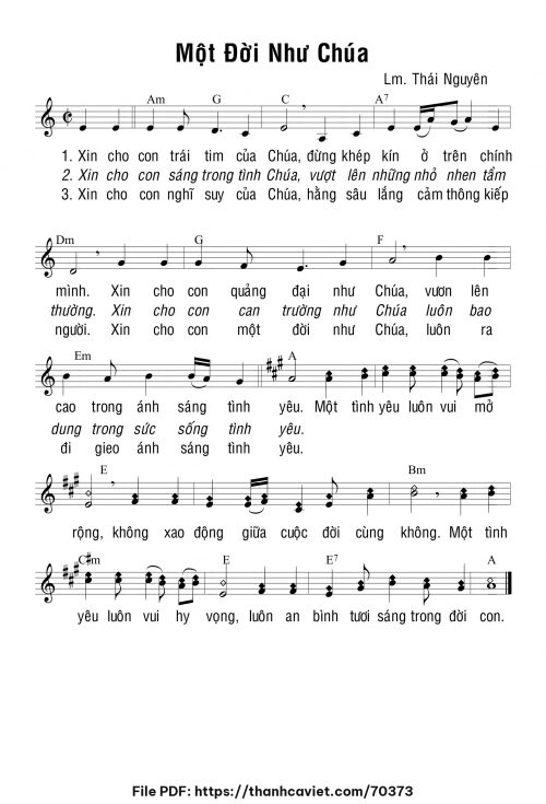 Một đời như Chúa - Lm. Thái Nguyên - trang 1