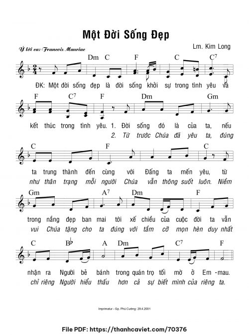 Một đời sống đẹp - Lm. Kim Long - trang 1