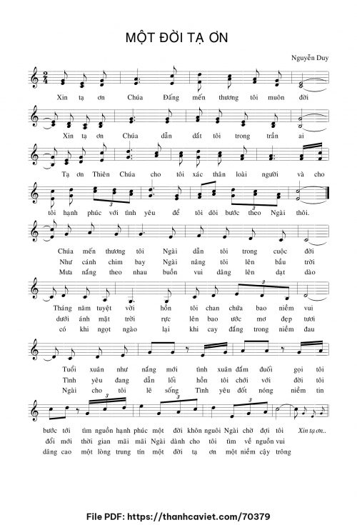 Một đời tạ ơn - Lm. Nguyễn Duy - trang 1