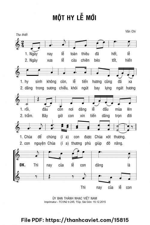 Một hy lễ mới - Lm. Văn Chi - trang 1