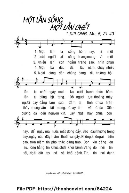 Một lần sống một lần chết - Lm. La Thập Tự - trang 1