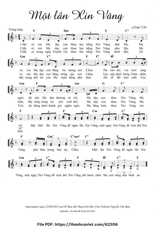 Một lần xin vâng - Lm. Giang Tâm - trang 1