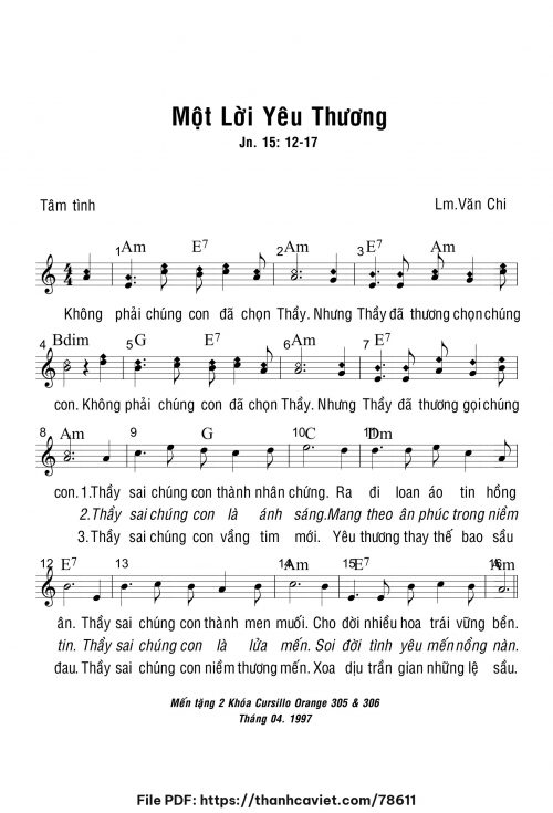 Một lời yêu thương - Lm. Văn Chi - trang 1
