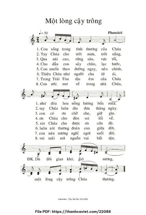 Một lòng cậy trông - Phanxicô - trang 1