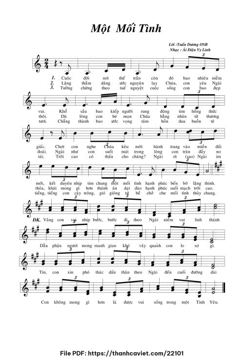 Một mối tình - Sr. Ái Diệu Vy Linh - trang 1