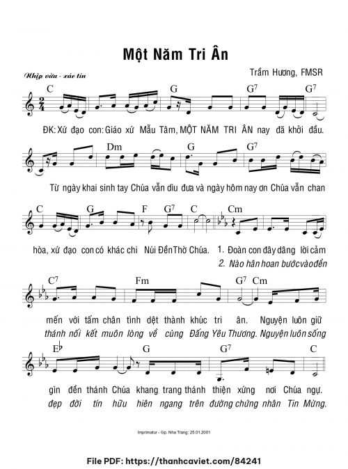 Một năm tri ân - Sr. Trầm Hương - trang 1