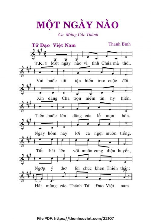 Một ngày nào - Lm. Thanh Bình - trang 1