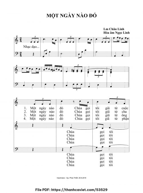 Một ngày nào đó 3 - Lm. Châu Linh (Hòa âm: Ngọc Linh) - trang 1