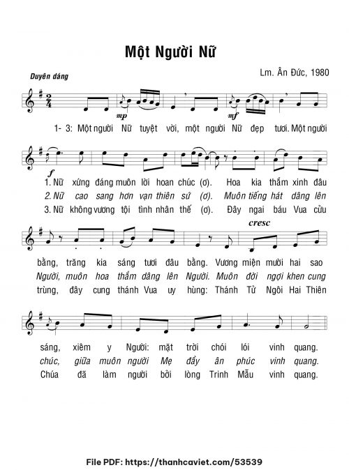 Một người Nữ - Lm. Ân Đức - trang 1