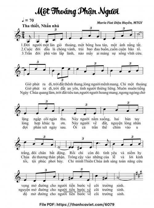 Một thoáng phận người - Sr. Maria Fiat Diệu Huyền - trang 1
