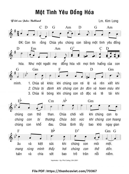 Một tình yêu đồng hóa - Lm. Kim Long - trang 1