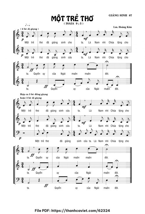 Một trẻ thơ - Lm. Hoàng Kim - trang 1