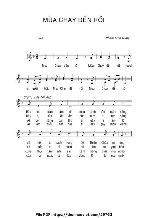 Mùa Chay đến rồi - Lm. Phạm Liên Hùng - trang 1