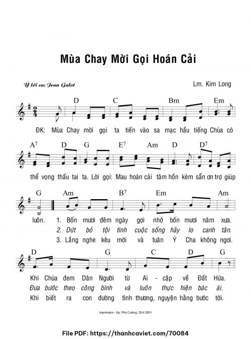 Mùa Chay mời gọi hoán cải - Lm. Kim Long - trang 1