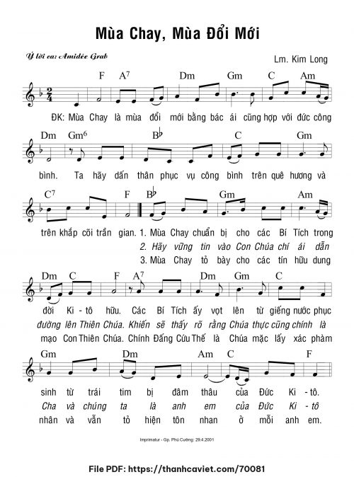 Mùa Chay, mùa đổi mới - Lm. Kim Long - trang 1