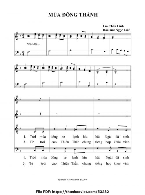 Mùa đông thánh 2 - Lm. Châu Linh (Hòa âm: Ngọc Linh) - trang 1