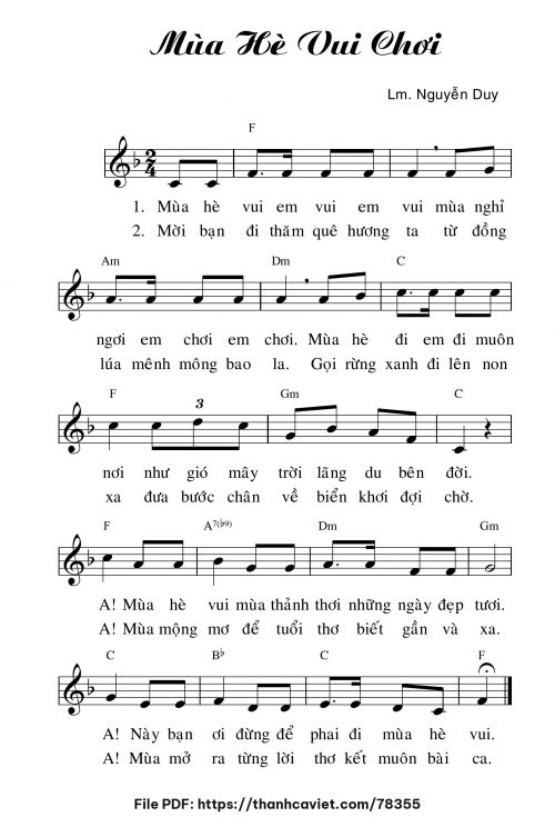 Mùa hè vui chơi - Lm. Nguyễn Duy - trang 1