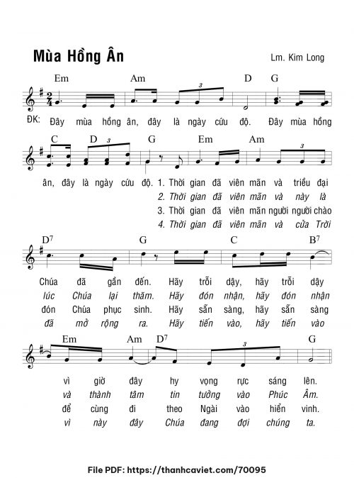Mùa hồng ân - Lm. Kim Long - trang 1