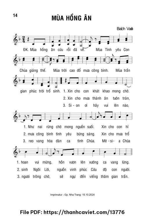 Mùa hồng ân - Lm. Bạch Vân - trang 1