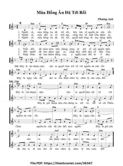 Mùa hồng ân đã tới rồi - Lm. Phương Anh - trang 1