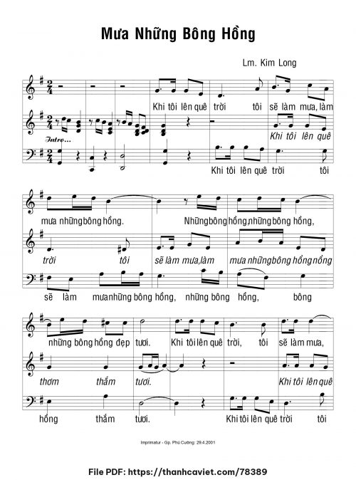 Mưa những bông hồng - Lm. Kim Long - trang 1
