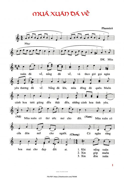 Mùa xuân đã về - Phanxicô - trang 1