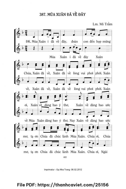 Mùa xuân đã về đây - Lm. Mi Trầm - trang 1