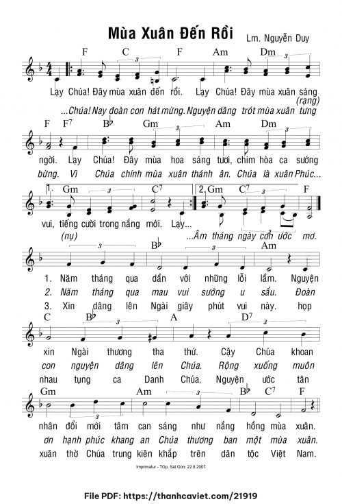 Mùa xuân đến rồi - Lm. Nguyễn Duy - trang 1
