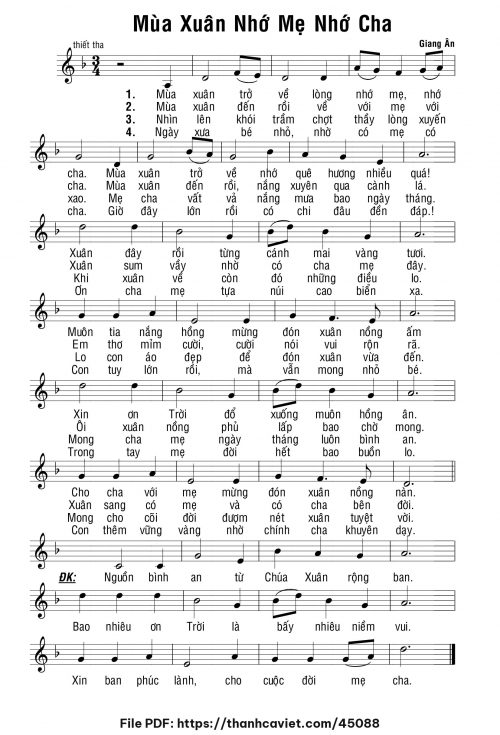 Mùa xuân nhớ mẹ nhớ cha - Giang Ân - trang 1
