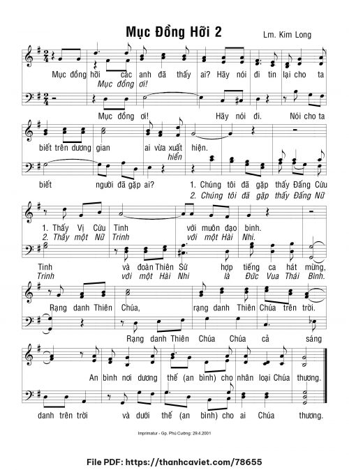 Mục đồng hỡi 2 - Lm. Kim Long - trang 1