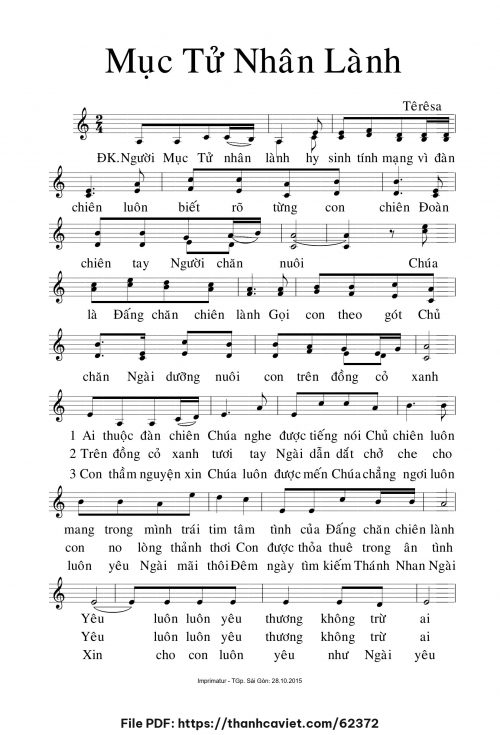 Mục tử nhân lành - Sr. Têrêsa - trang 1