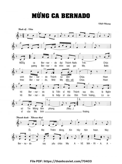 Mừng ca Bernado - Viết Chung - trang 1