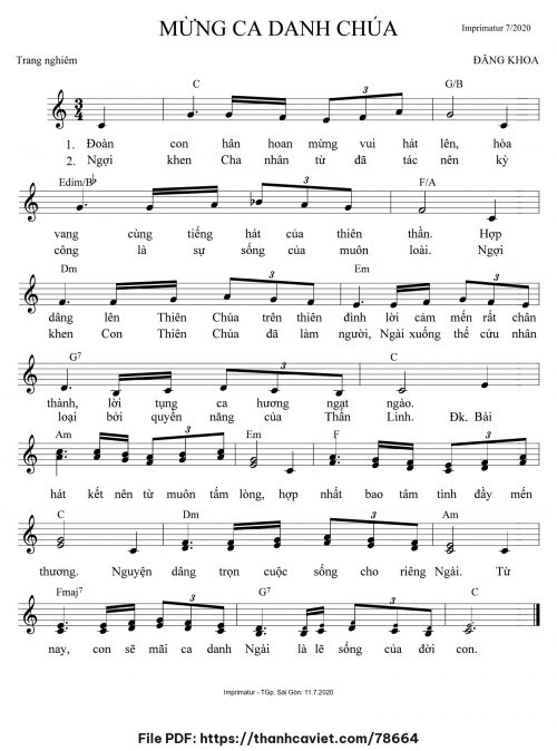Mừng ca Danh Chúa - Đăng Khoa - trang 1