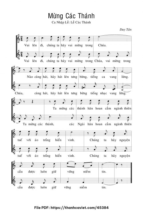 Mừng Các Thánh - Duy Tân - trang 1