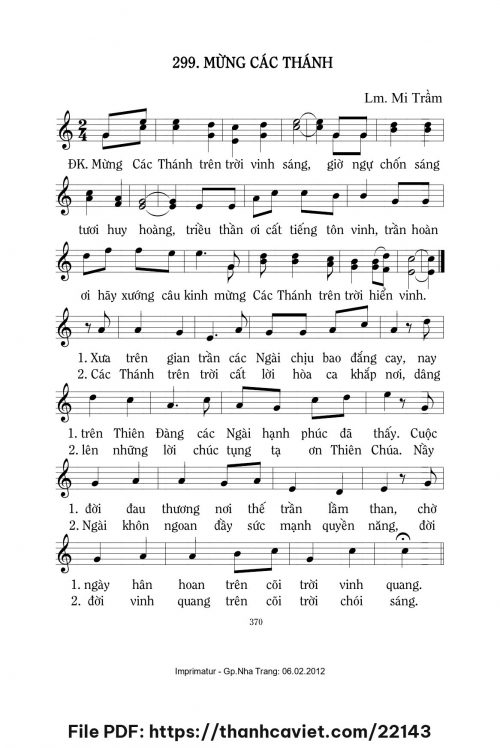Mừng các Thánh - Lm. Mi Trầm - trang 1