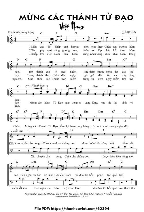 Mừng các Thánh Tử Đạo Việt Nam - Lm. Giang Tâm - trang 1