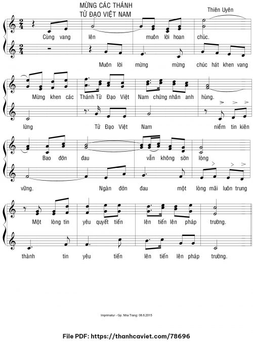 Mừng Các Thánh Tử Đạo Việt Nam - Sr. Thiên Uyên - trang 1