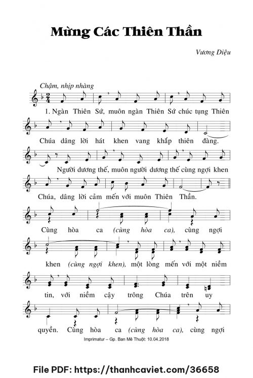 Mừng Các Thiên Thần - Lm. Vương Diệu - trang 1