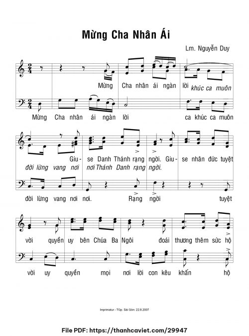 Mừng Cha nhân ái - Lm. Nguyễn Duy - trang 1