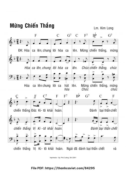 Mừng chiến thắng - Lm. Kim Long - trang 1