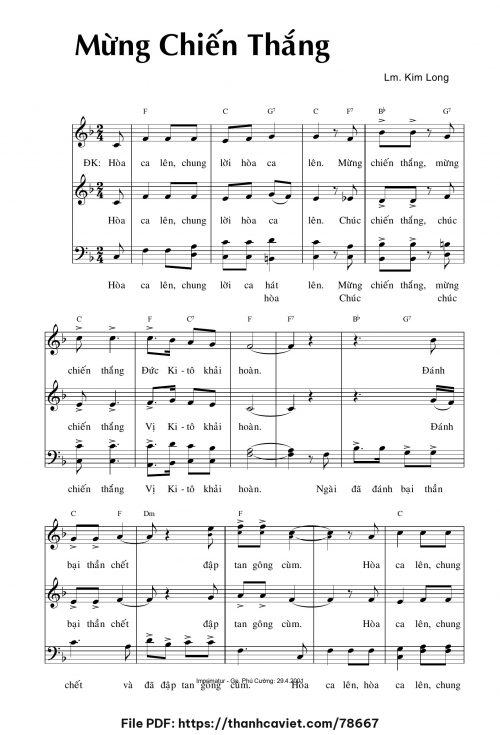 Mừng chiến thắng - Lm. Kim Long - trang 1