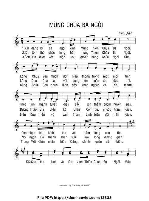 Mừng Chúa Ba Ngôi - Sr. Thiên Uyên - trang 1