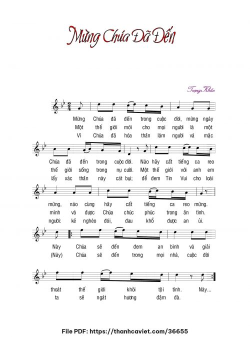 Mừng Chúa đã đến - Lm. Trọng Khẩn - trang 1